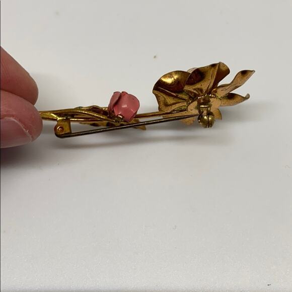Vintage metal rose pin - Picture 6 of 8